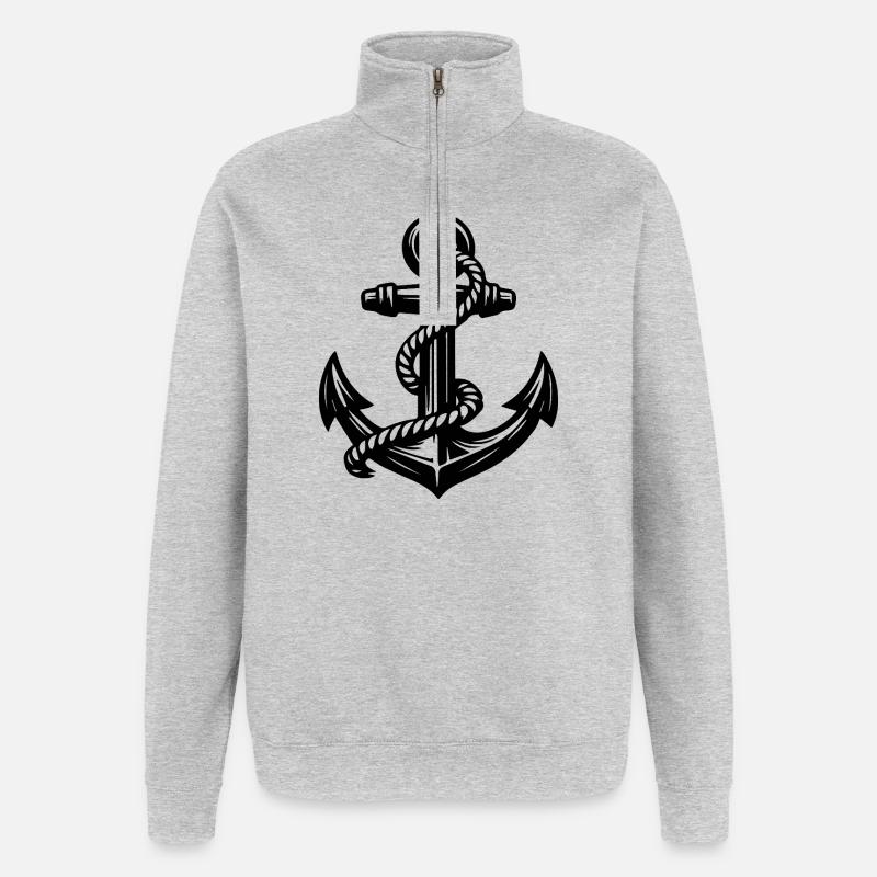 Ancre - Sweat à zip 1/4 - gris chiné
