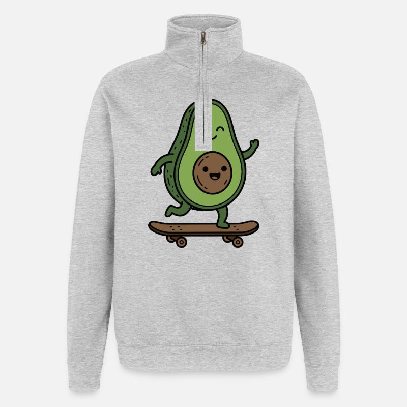 Advocado Skateboard - Sweat à zip 1/4 - gris chiné