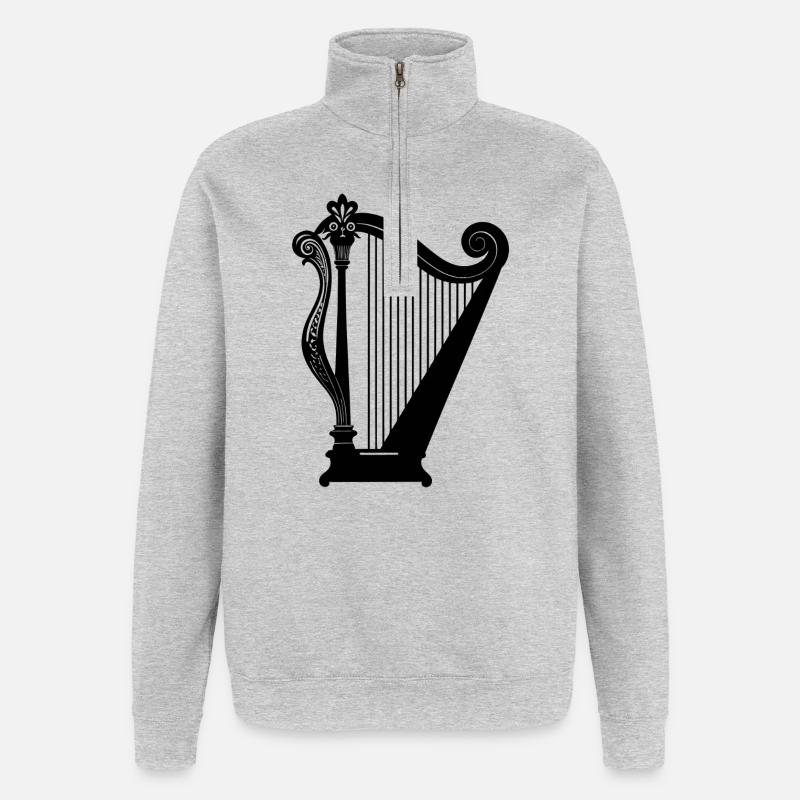 Harpe - Sweat à zip 1/4 - gris chiné