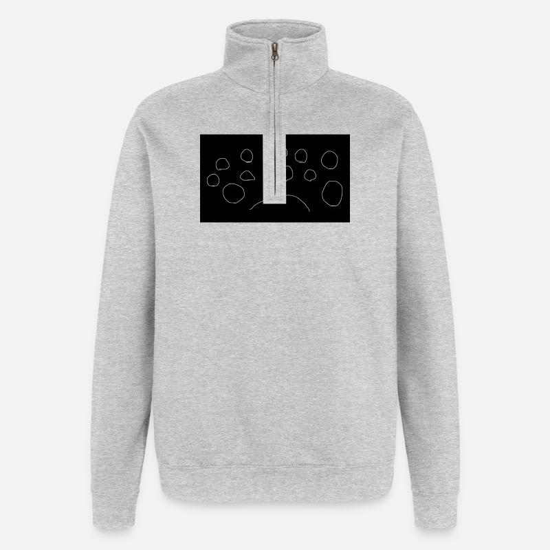 Minimaler Pfotenabdruck Schwarz - Quarter-Zip-Sweatshirt - Grau meliert
