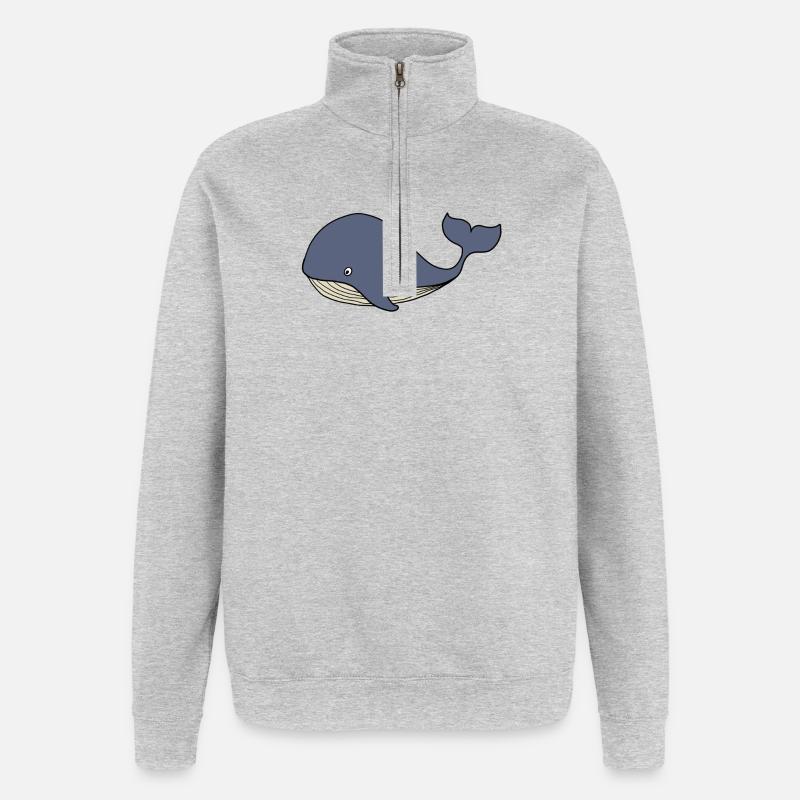 Wal Blauwal Kinder - Quarter-Zip-Sweatshirt - Grau meliert