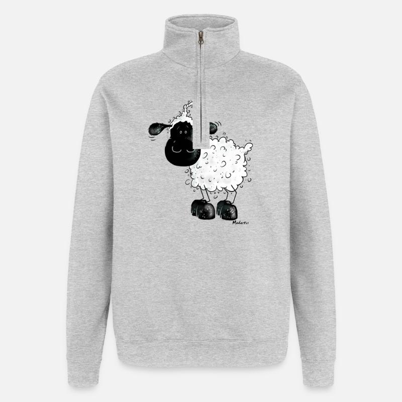 Wolliges Schäfchen - Schaf - Sheep - Quarter-Zip-Sweatshirt - Grau meliert