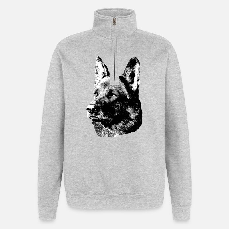 German Shepherd,Dog head,German Shepherd,Dogs - Quarter-Zip Sweatshirt - heather grey