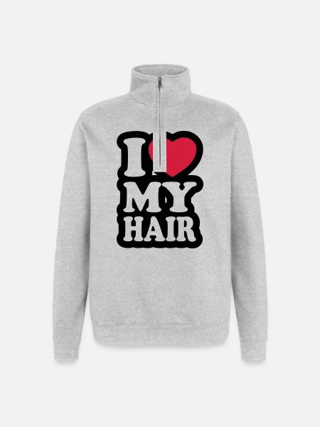 I love my hair - Quarter-Zip Sweatshirt - heather grey