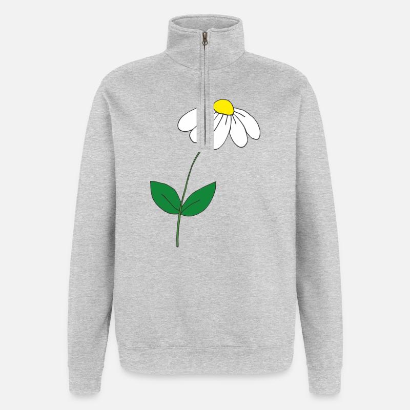 süsses Gänseblümchen - Quarter-Zip-Sweatshirt - Grau meliert