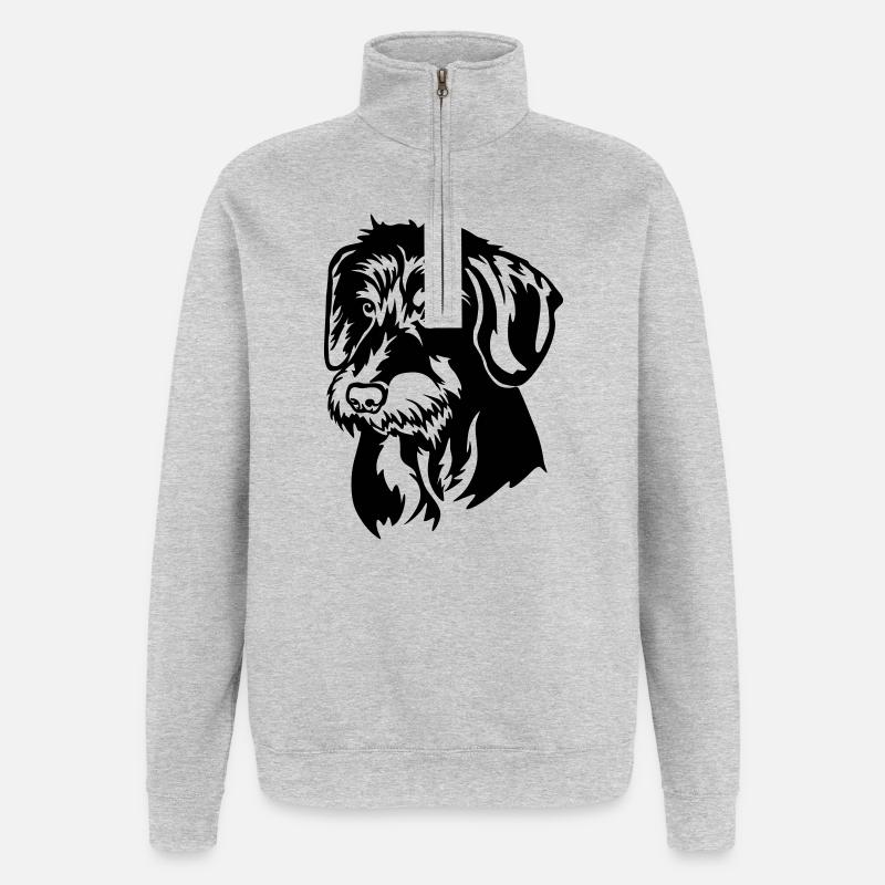 Dackel Kopf - Quarter-Zip-Sweatshirt - Grau meliert