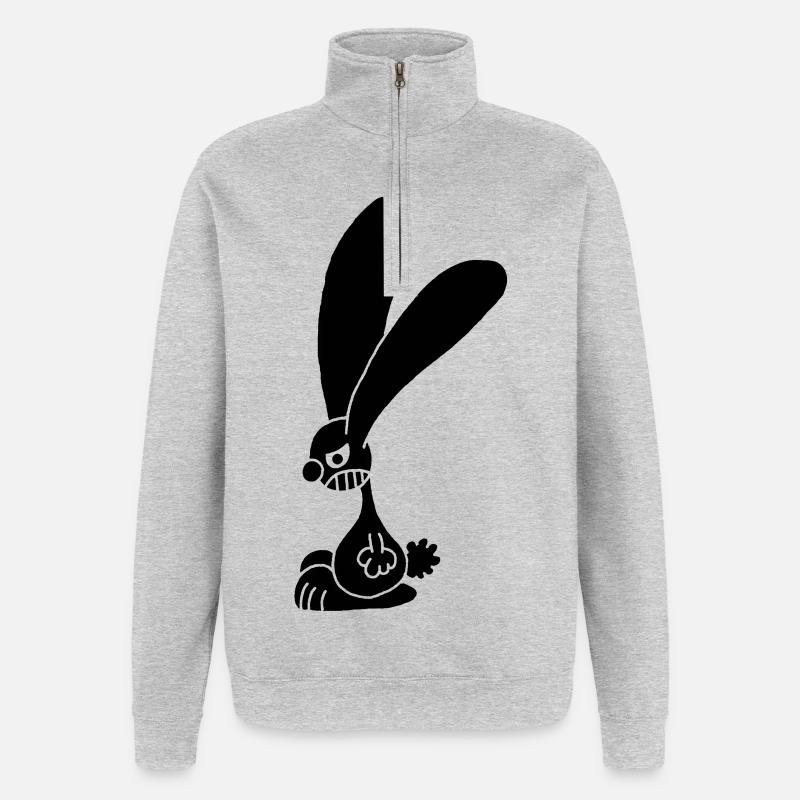 Grumpy black rabbit - Quarter-Zip Sweatshirt - heather grey