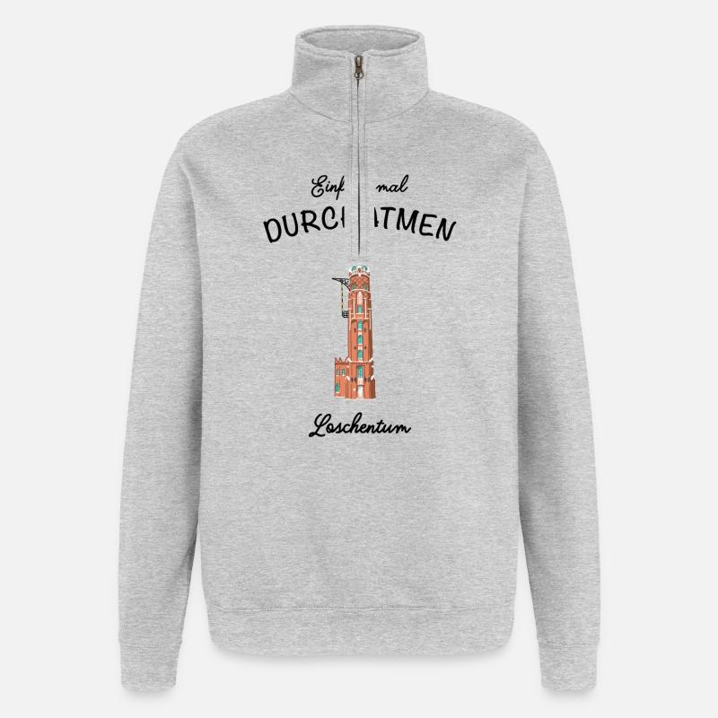 Bremerhaven, Leuchtturm Loschenturm - Quarter-Zip-Sweatshirt - Grau meliert