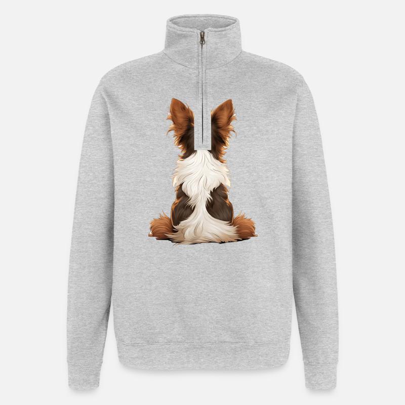 Papillon - Sweat à zip 1/4 - gris chiné