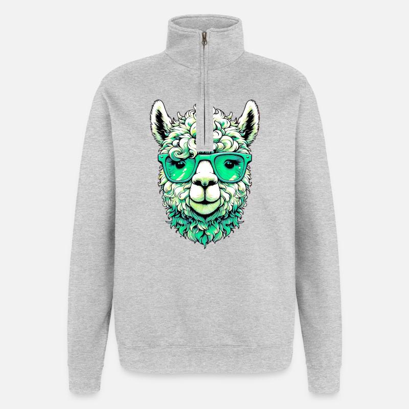 Alpaga - Sweat à zip 1/4 - gris chiné