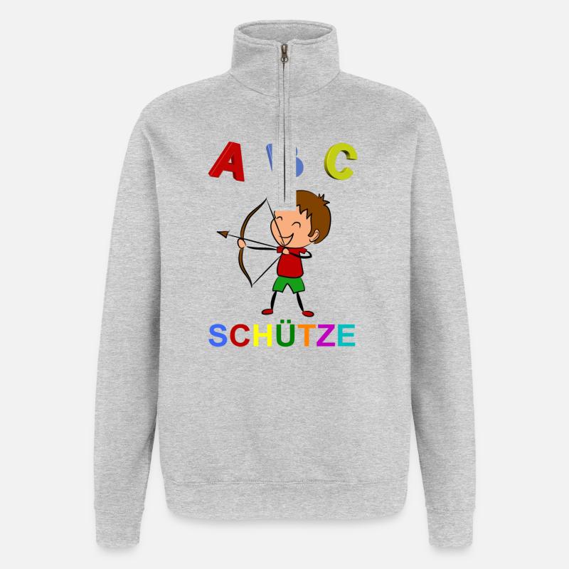 Kind Einschulung - Quarter-Zip-Sweatshirt - Grau meliert