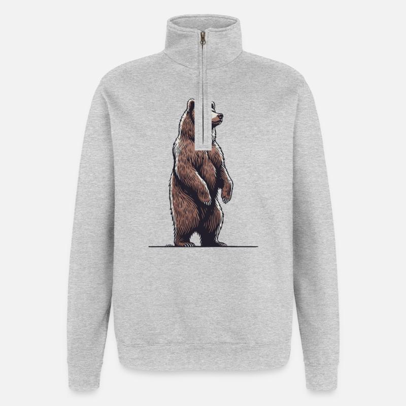Grizzly - Sweat à zip 1/4 - gris chiné