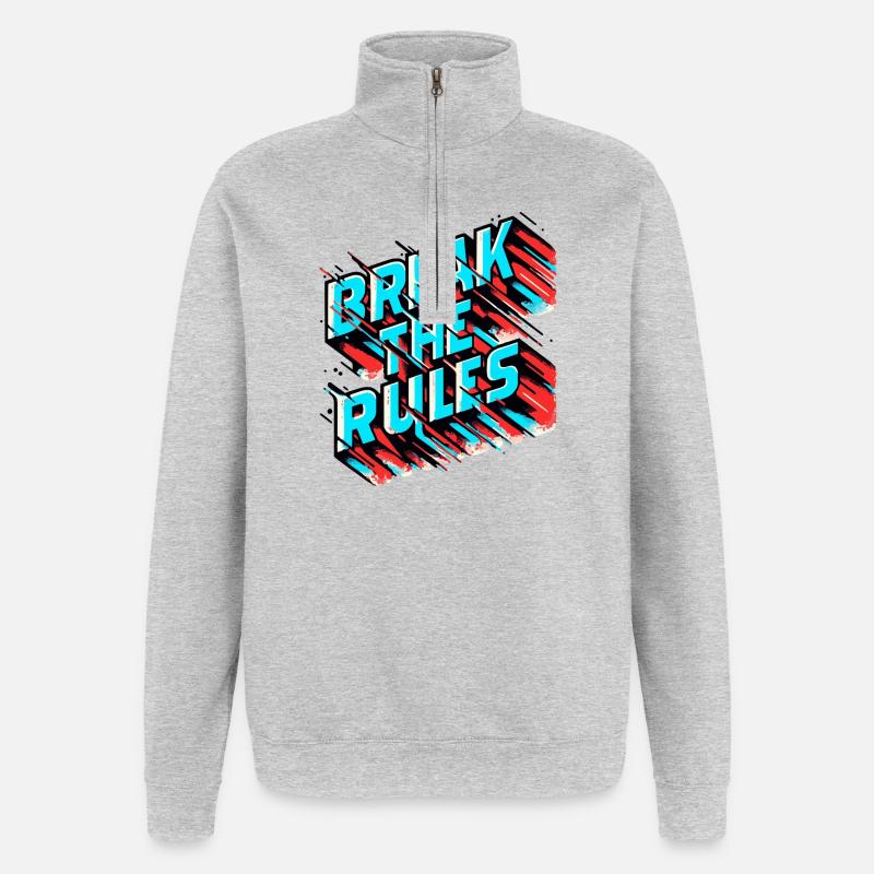 Break the Rules – Glitch Effect - Quarter-Zip Sweatshirt - heather grey