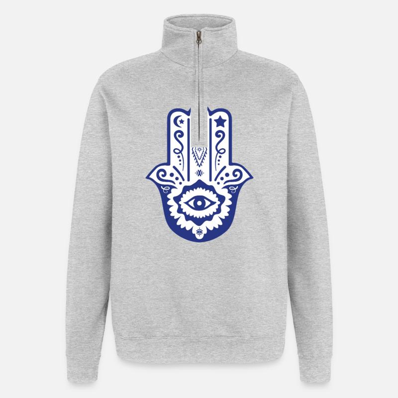 Hand der Fatma von Helfspawn - Quarter-Zip-Sweatshirt - Grau meliert