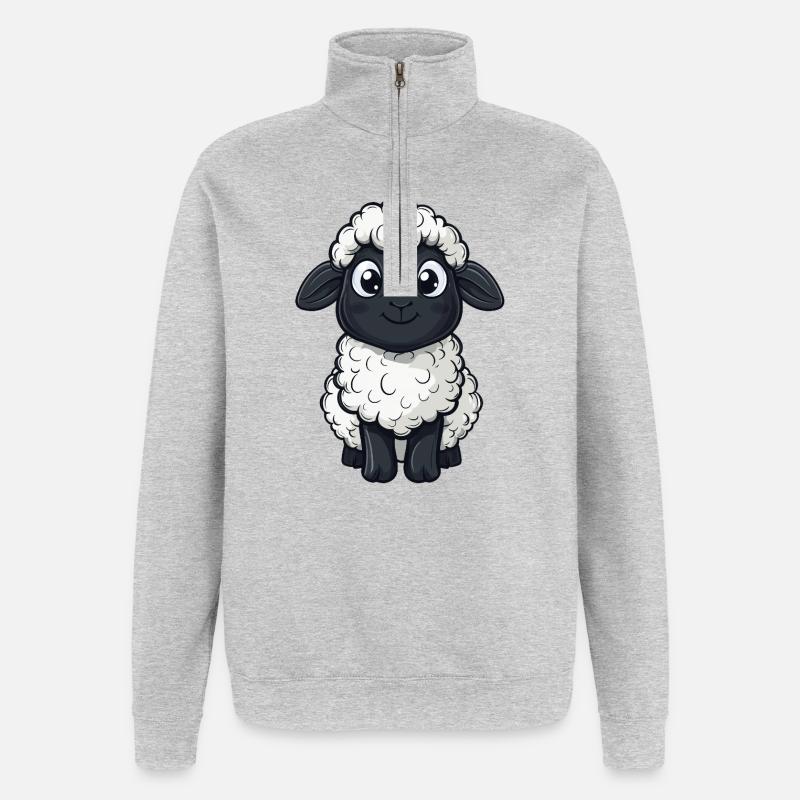 süßes schwarzes Schaaf :) - Quarter-Zip-Sweatshirt - Grau meliert