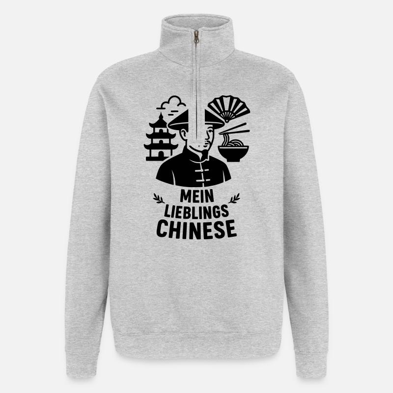 Mon chinois préféré - Sweat à zip 1/4 - gris chiné