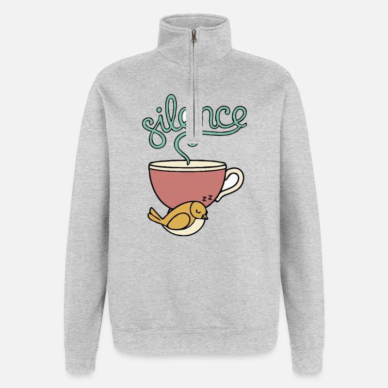 Stille in einer Tasse Tee - Quarter-Zip-Sweatshirt - Grau meliert