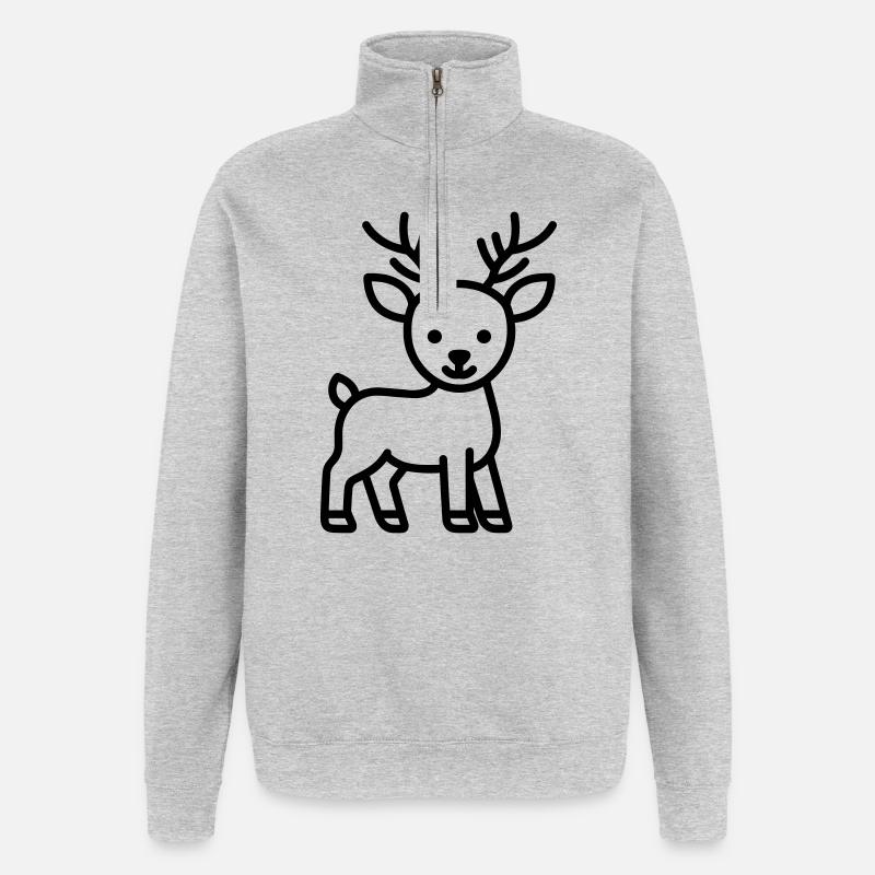 Hirsch - Quarter-Zip-Sweatshirt - Grau meliert