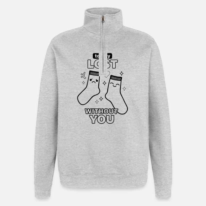 Totally Lost Without You Socken Liebe - Quarter-Zip-Sweatshirt - Grau meliert