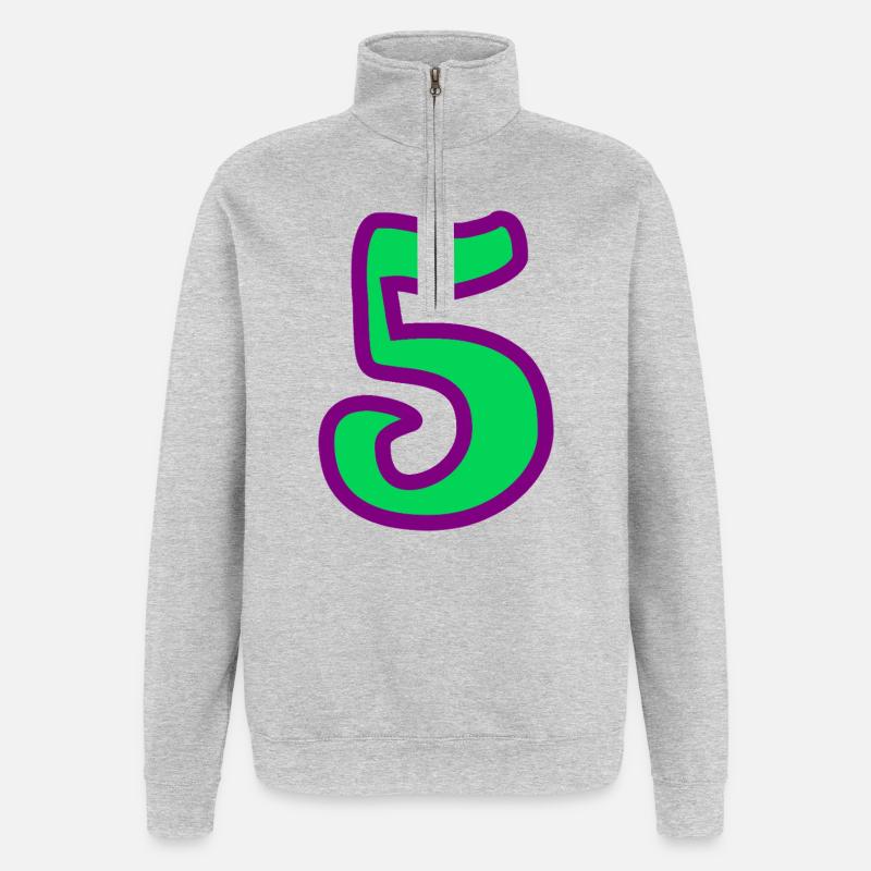 5. ANNIVERSAIRE. 5 ANS. 5e ANNIVERSAIRE - Sweat à zip 1/4 - gris chiné
