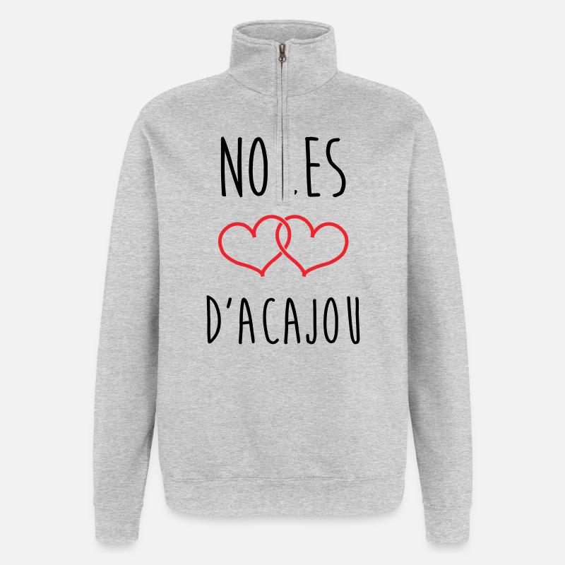 noces d'acajou 27 ans de mariage - Sweat à zip 1/4 - gris chiné