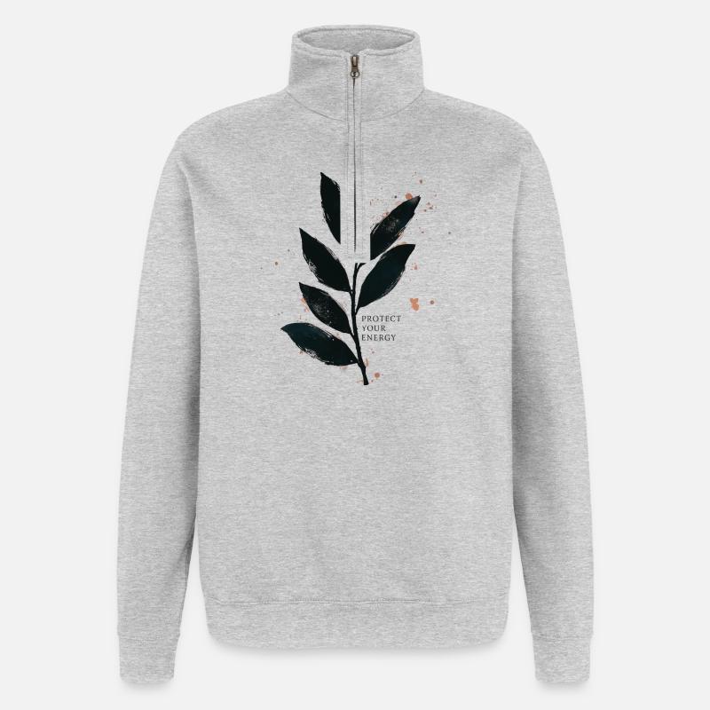 Protect Your Energy - Achtsamkeit Design - Quarter-Zip-Sweatshirt - Grau meliert