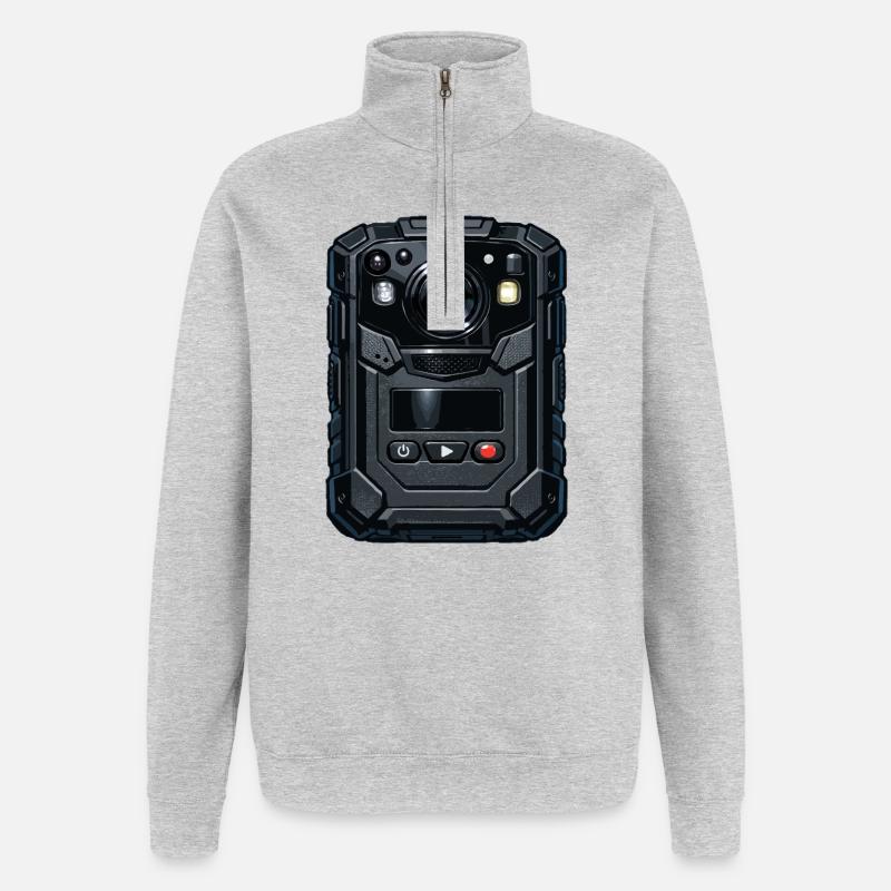Illustration de caméra d’action robuste - Sweat à zip 1/4 - gris chiné