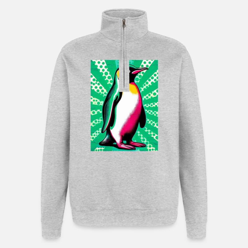 Pinguin - Quarter-Zip-Sweatshirt - Grau meliert