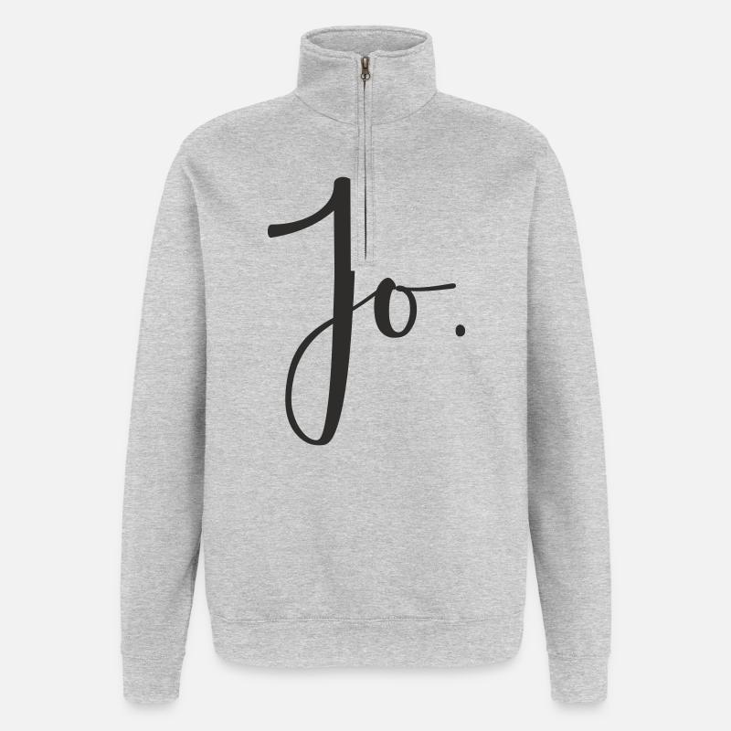 Jo – Handlettering Textdesign - Quarter-Zip-Sweatshirt - Grau meliert