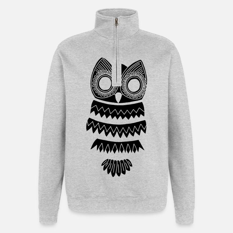 Die Schwarze Eule - Quarter-Zip-Sweatshirt - Grau meliert