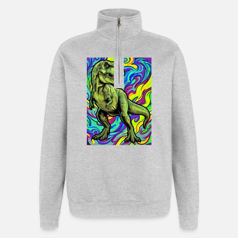 Dinosaurier - Quarter-Zip-Sweatshirt - Grau meliert