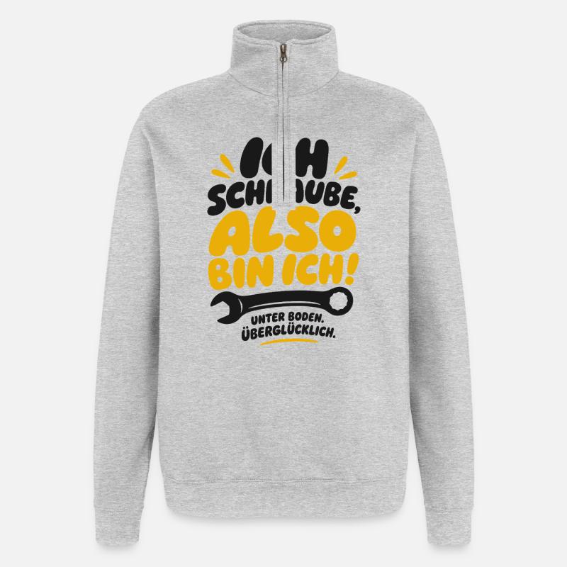 Also bin ich Schraube Spruch - Quarter-Zip-Sweatshirt - Grau meliert