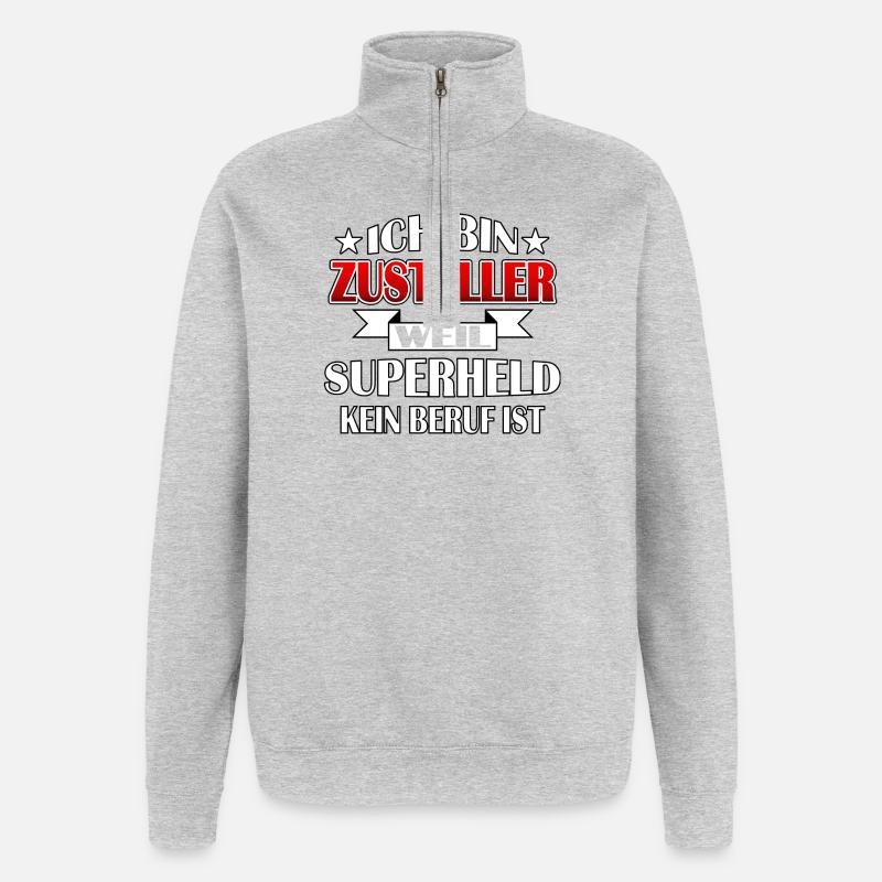 Zusteller - Superheld - Quarter-Zip-Sweatshirt - Grau meliert
