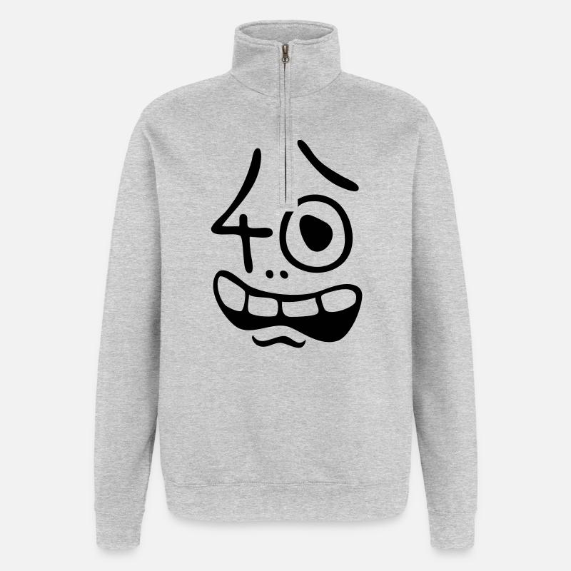 Au weia, 40 Jahre ! - Quarter-Zip-Sweatshirt - Grau meliert
