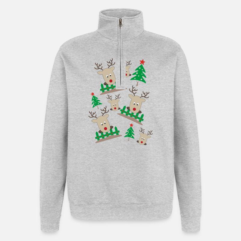 Noël - Sweat à zip 1/4 - gris chiné