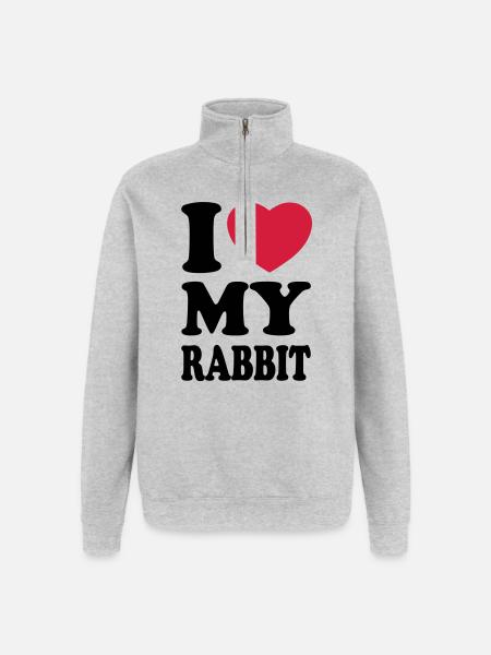 I love my rabbit - Quarter-Zip Sweatshirt - heather grey