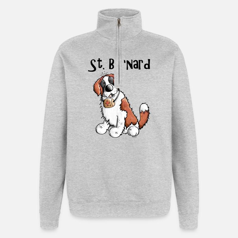 Drolliger Bernhardiner - Hund - Quarter-Zip-Sweatshirt - Grau meliert