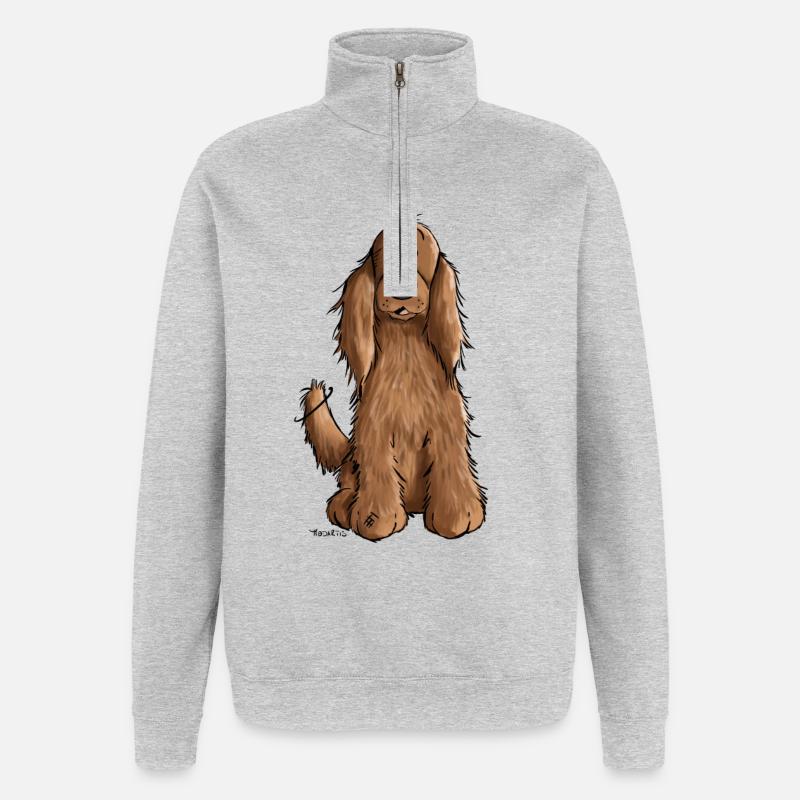 Cocker Spaniel mach Sitz - Quarter-Zip-Sweatshirt - Grau meliert