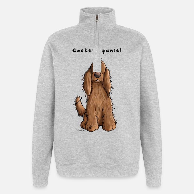 Funny Cocker Spaniel - Quarter-Zip Sweatshirt - heather grey