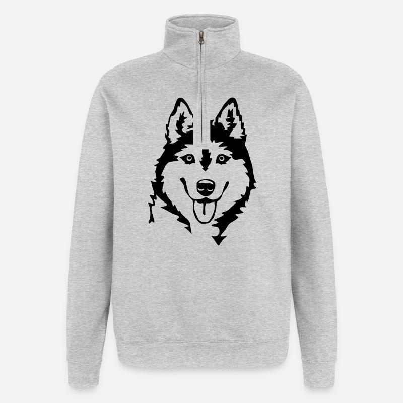 Husky head - Quarter-Zip Sweatshirt - heather grey