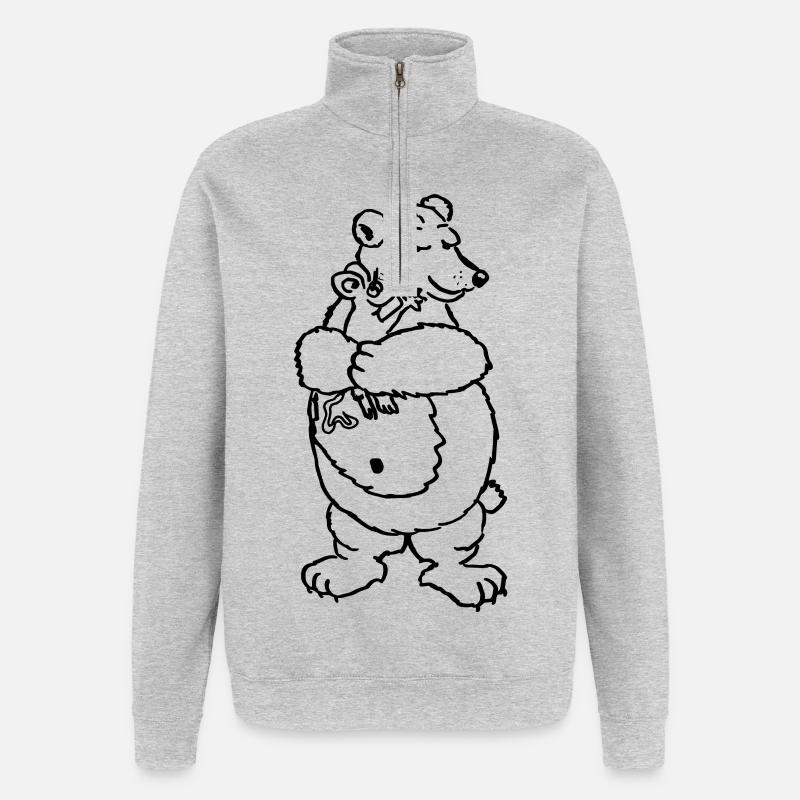 Maus Bär Umarmung Liebe Mausebär - Quarter-Zip-Sweatshirt - Grau meliert