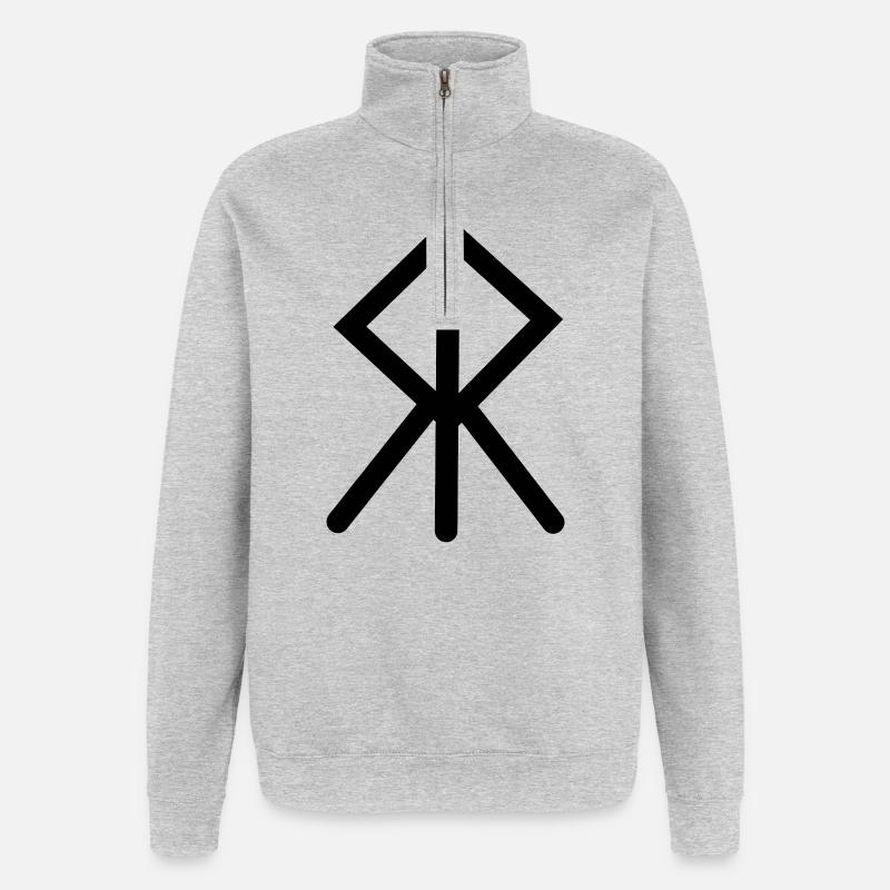 Moed Viking rune COURAGE - Quarter-Zip Sweatshirt - heather grey