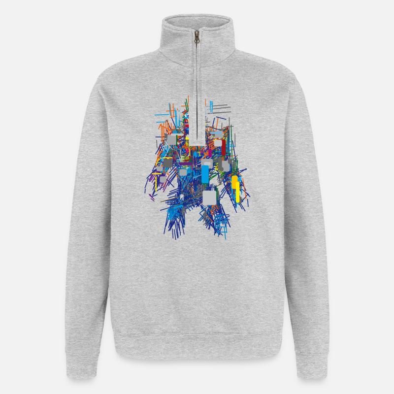 Cyber Android Abstrakt - Quarter-Zip-Sweatshirt - Grau meliert