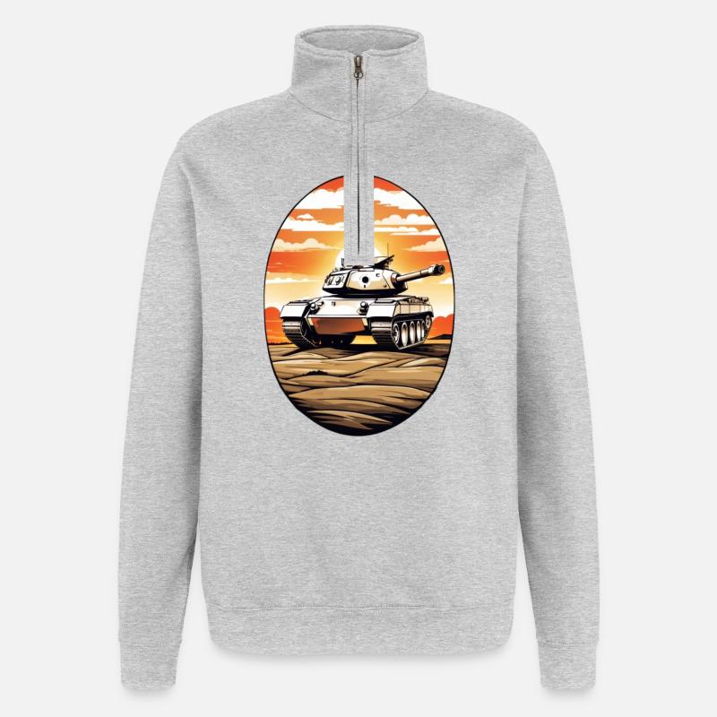 Panzerfahrer - Quarter-Zip-Sweatshirt - Grau meliert