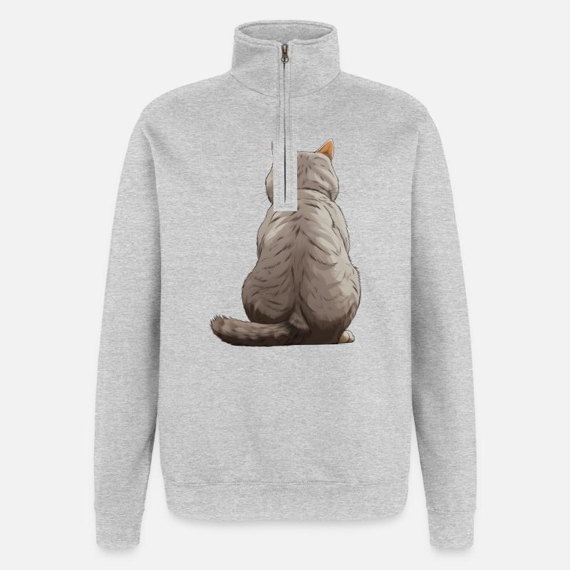 Britisch Kurzhaar - Quarter-Zip-Sweatshirt - Grau meliert