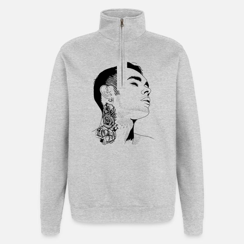Tattoo Boy Abstrakte Kunst - Quarter-Zip-Sweatshirt - Grau meliert