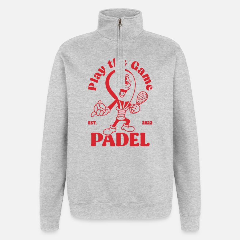 Play the Game Padel Red - Quarter-Zip Sweatshirt - heather grey