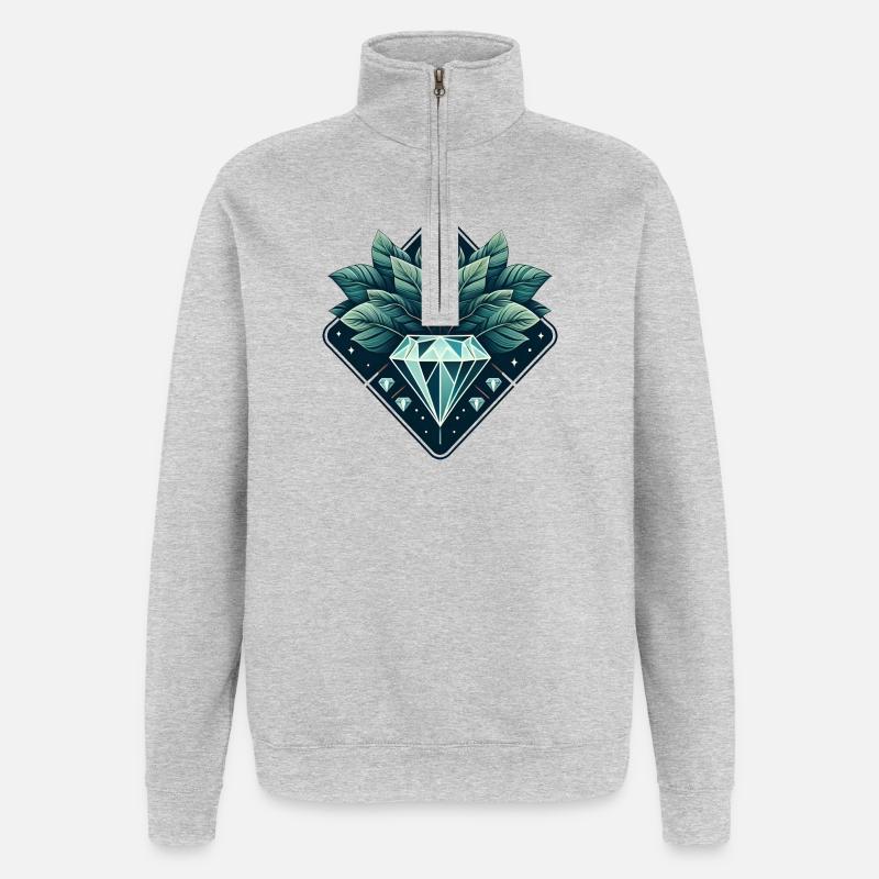 Blühender Diamant - Quarter-Zip-Sweatshirt - Grau meliert