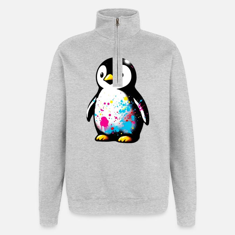 Pinguin - Quarter-Zip-Sweatshirt - Grau meliert