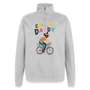 Vibrant Cool Daddy Cyclist Design - Quarter-Zip Sweatshirt - heather grey - Front - AI Model Female 172 light (172cm) & AI Model Male 178 dark (178cm)